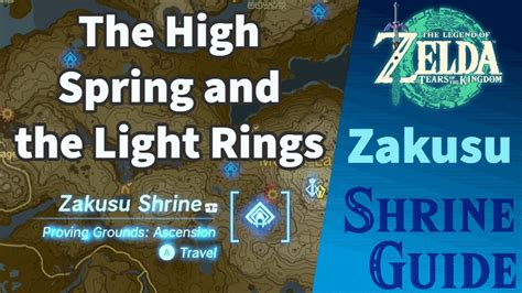 The High Spring and the Light Rings is given by Nazbi, a Hylian standing next to a fire at the Spring of Wisdom. Note that triggering the quest itself is not required to actually do it and unlock the Shrine of Light. Go the the island in the sky shaped like a light bulb (3961, -1539, 1119). 